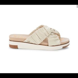 SAM EDELMAN cream Aliana Crisscross Leather Slides size 7.5